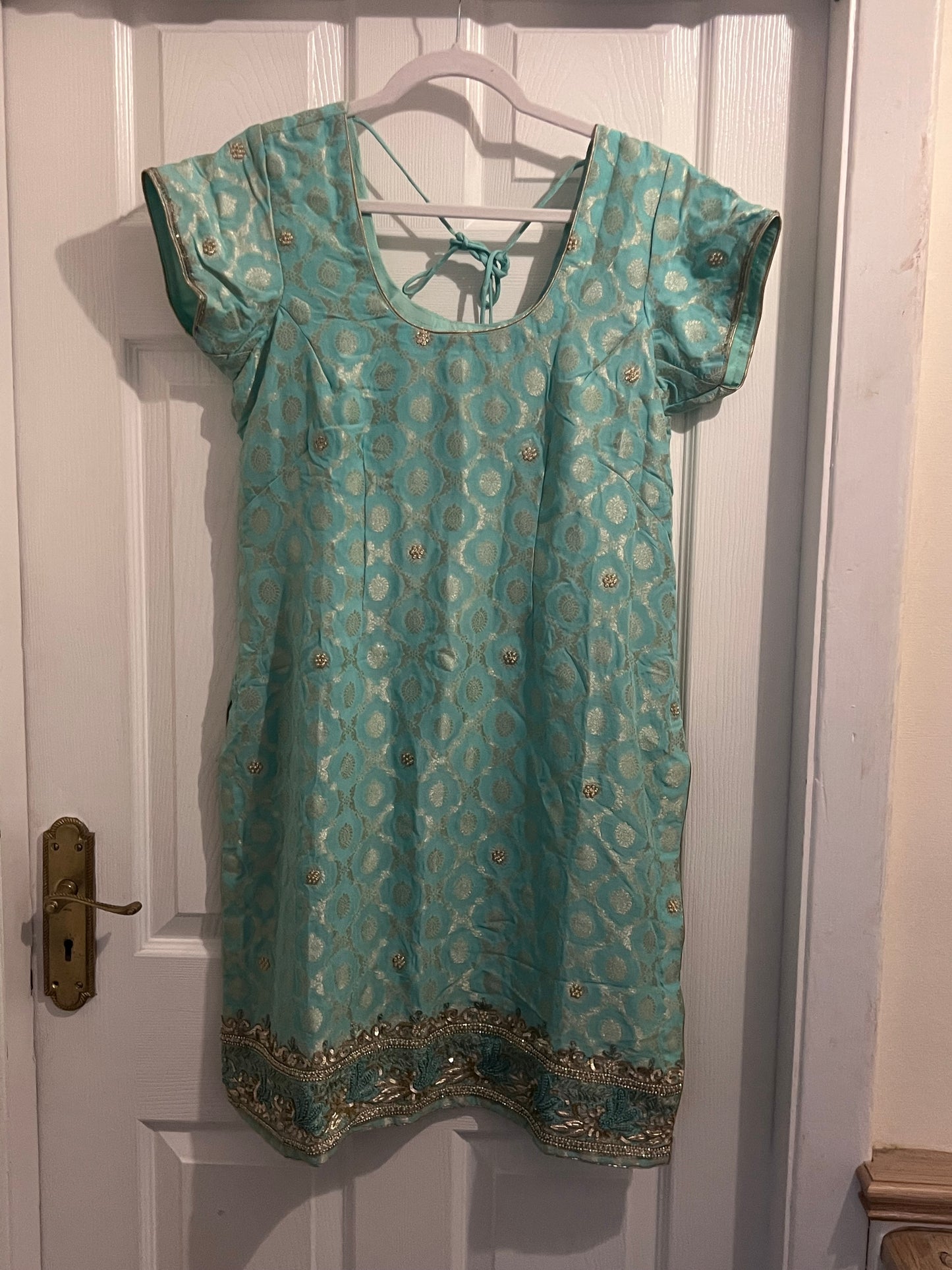 Mint Brocade Silk Salwaar Suit – Never Worn