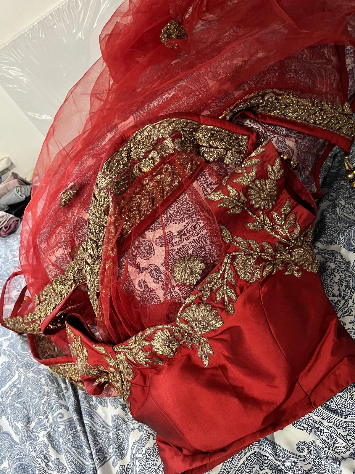 Red top skirt and dupatta dress