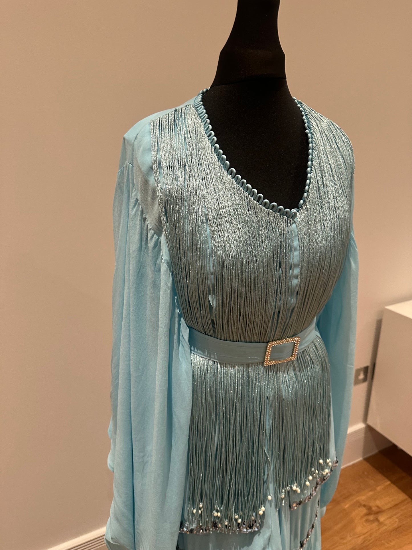 Sanya Gulati preloved ice blue peplum sharara outfit