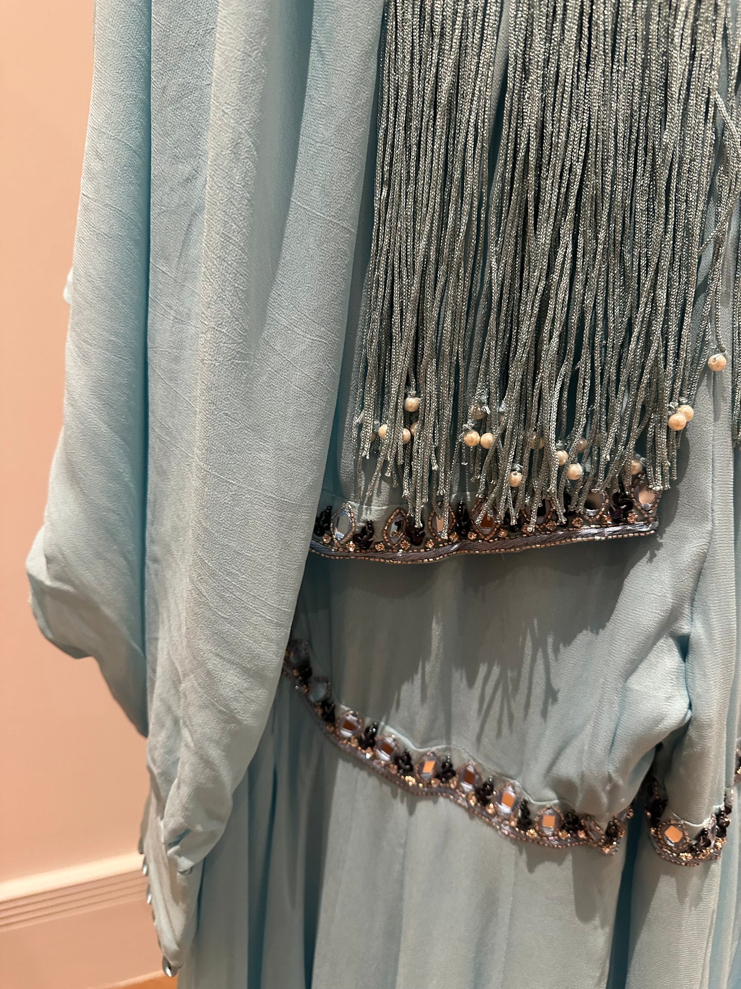Sanya Gulati preloved ice blue peplum sharara outfit