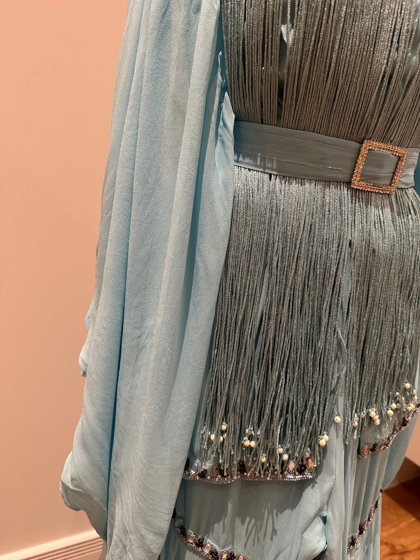 Sanya Gulati preloved ice blue peplum sharara outfit