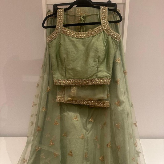 Preloved Indian Sage Green Lehenga