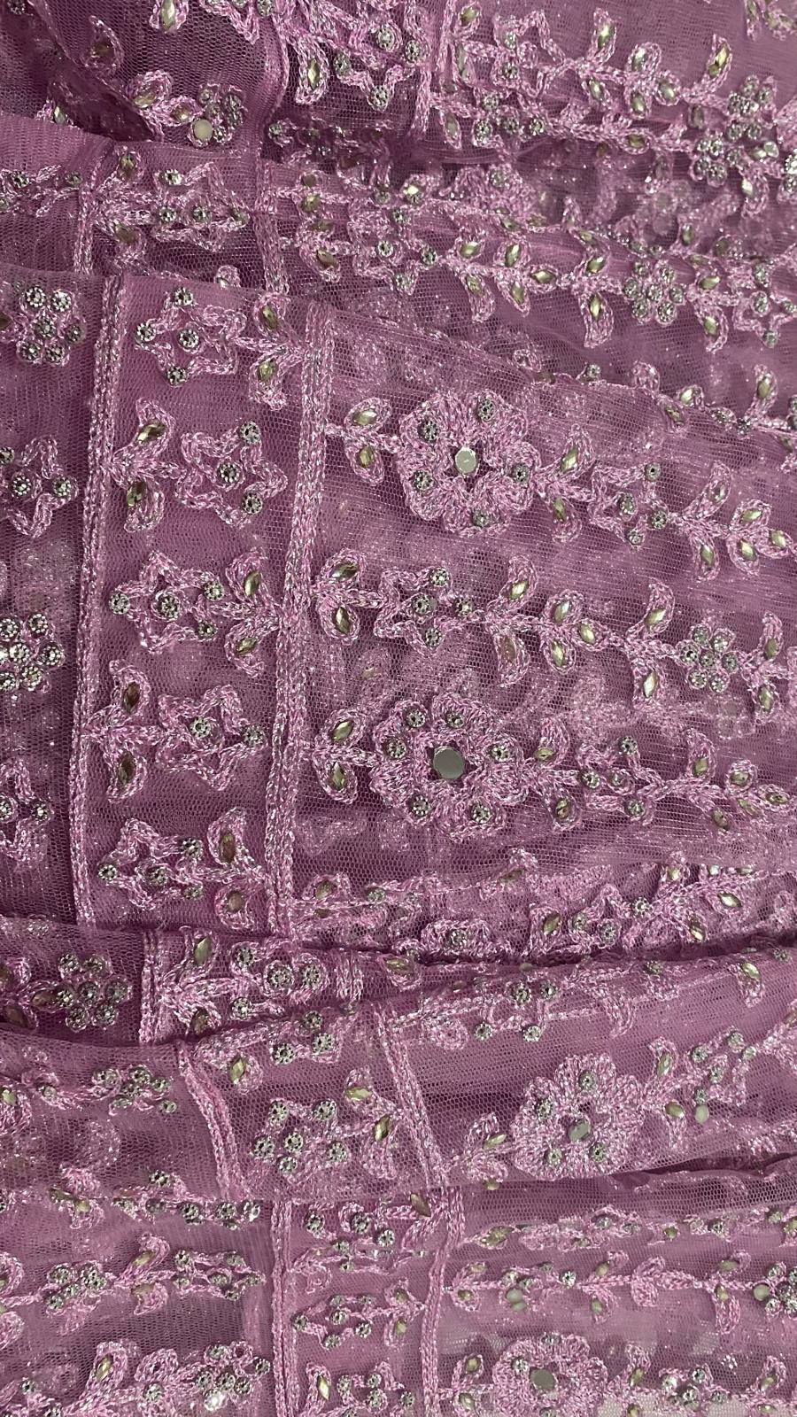 Preloved pink chiffon mirrorwork lehenga