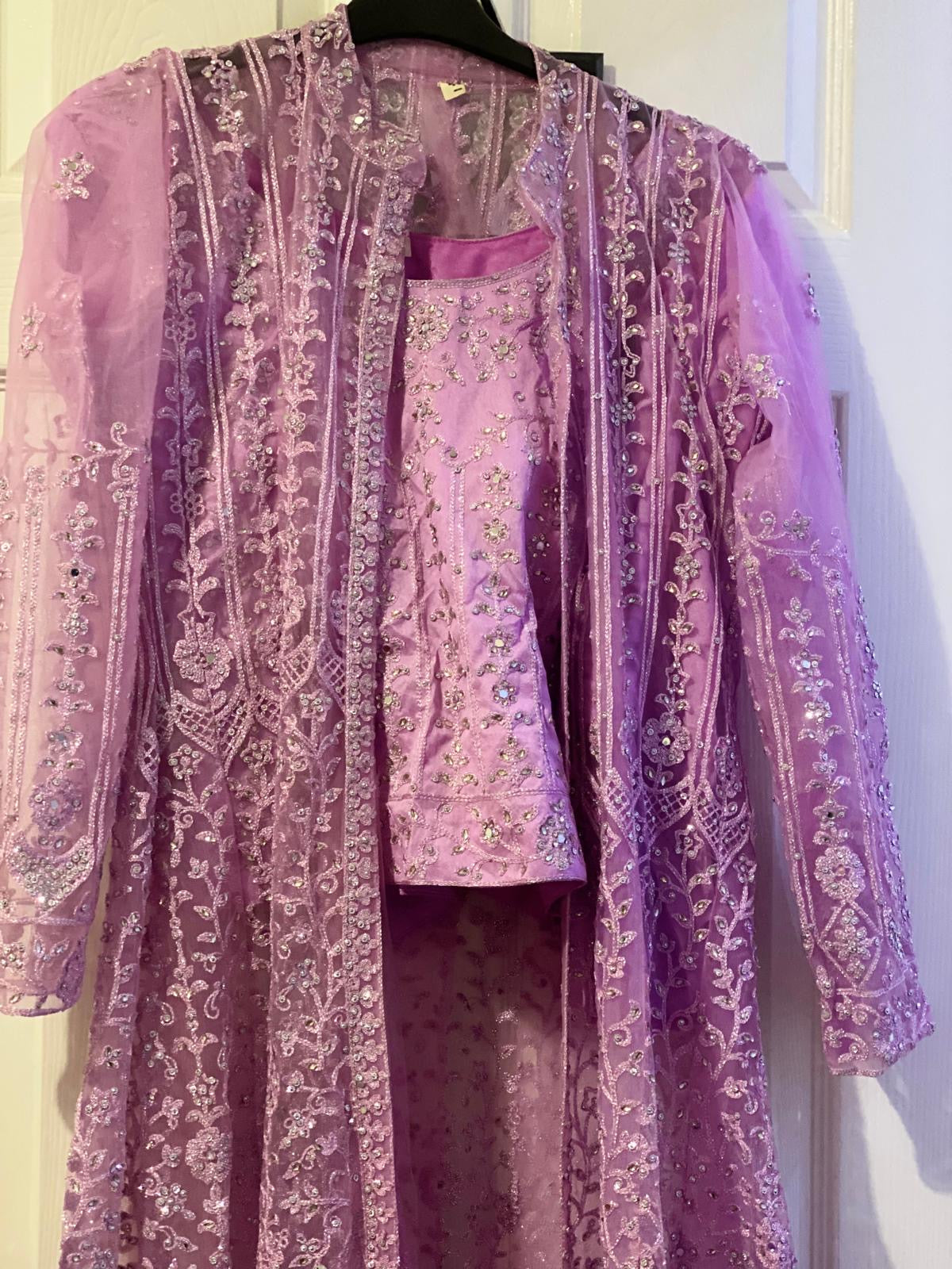 Preloved pink chiffon mirrorwork lehenga