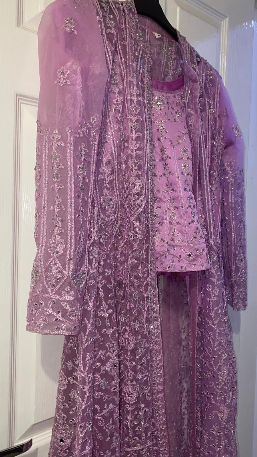 Preloved pink chiffon mirrorwork lehenga