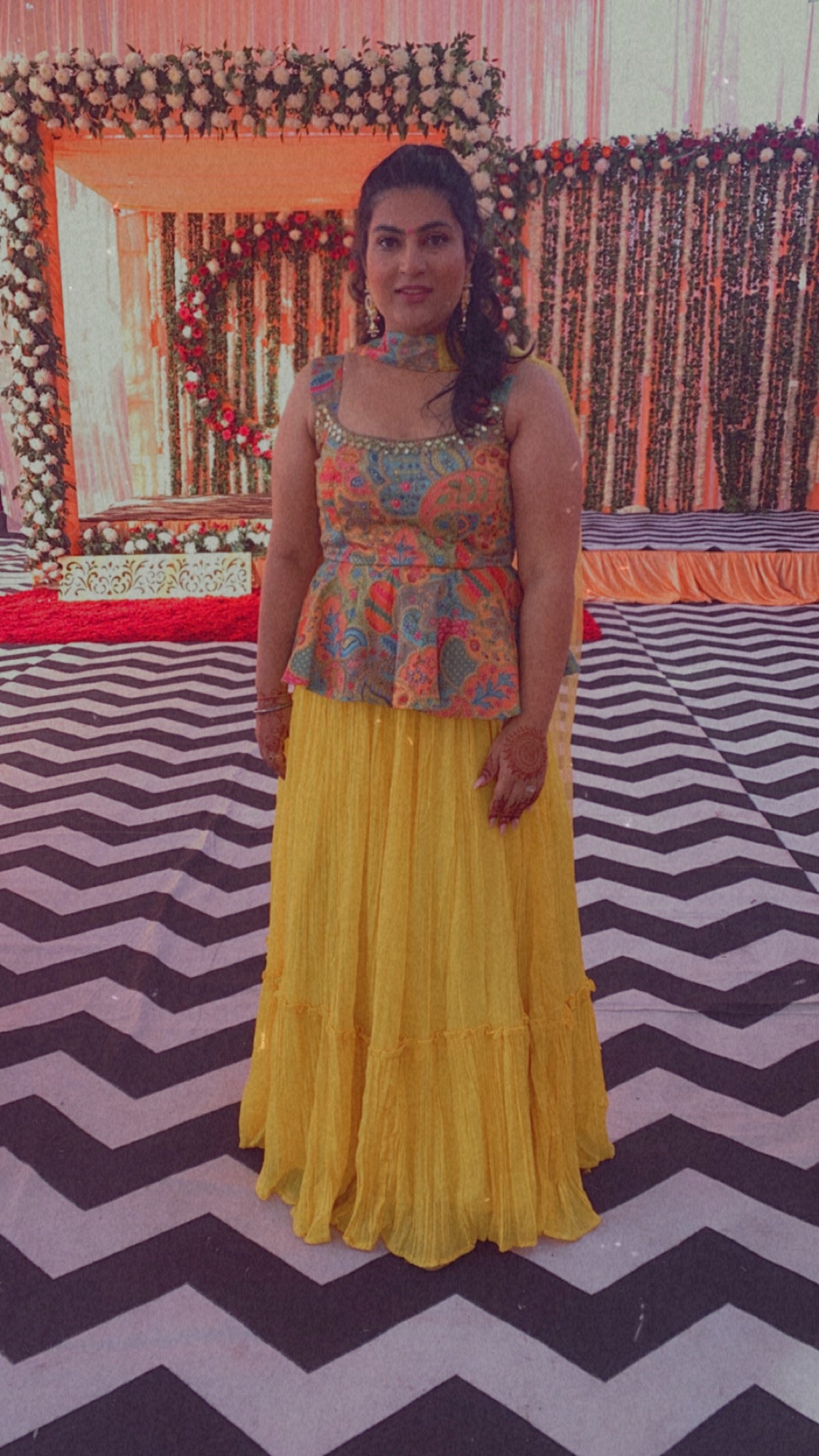 Peplum style yellow dress