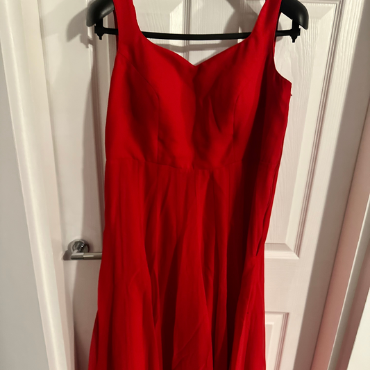 Red anarkali dress with gold cape - Large