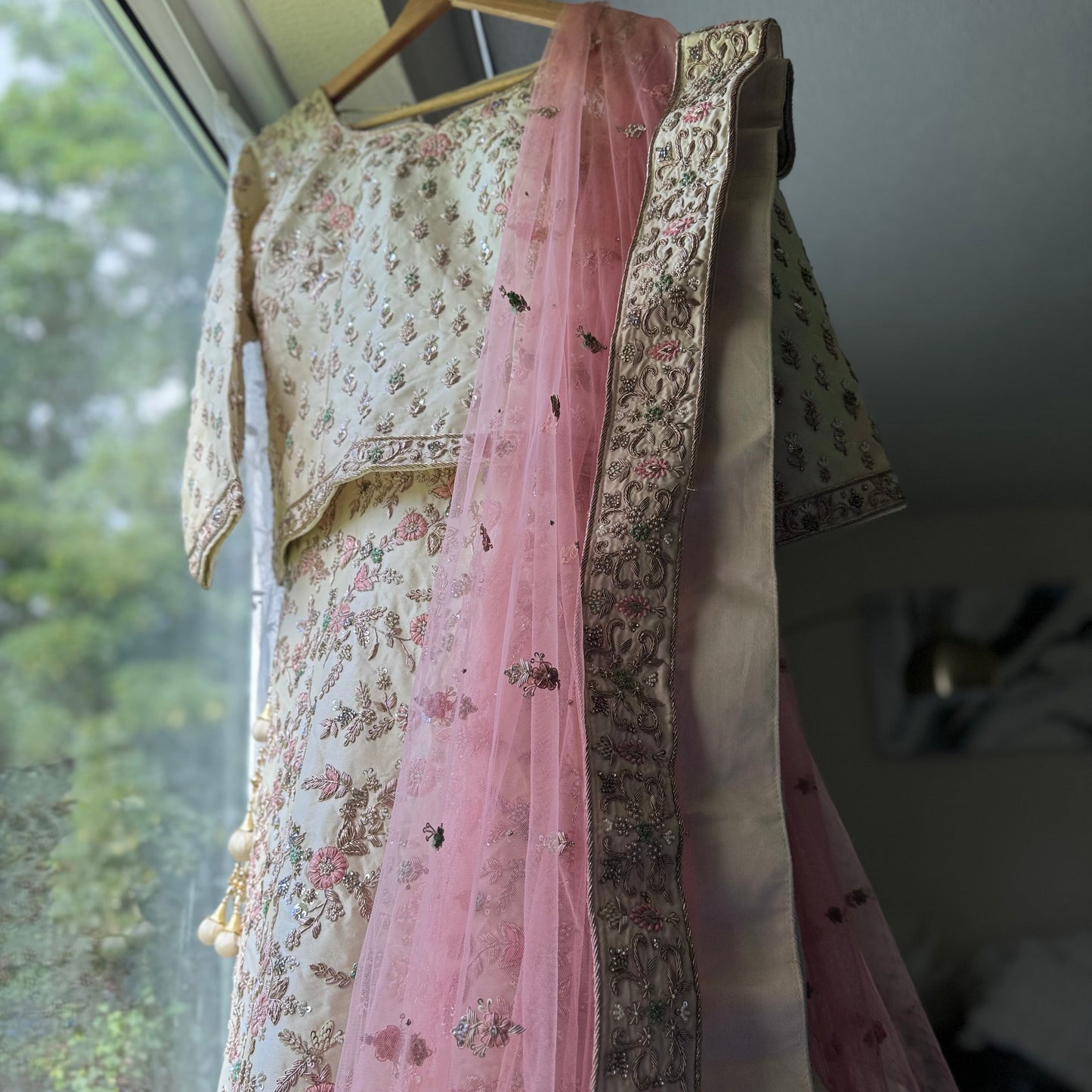 Cream wedding/party-wear Lehenga