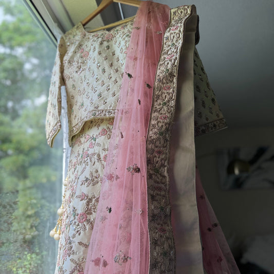 Cream wedding/party-wear Lehenga