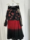 Black & Red Shaded Chiffon Skirt Set - NEW