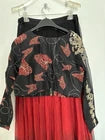 Black & Red Shaded Chiffon Skirt Set - NEW