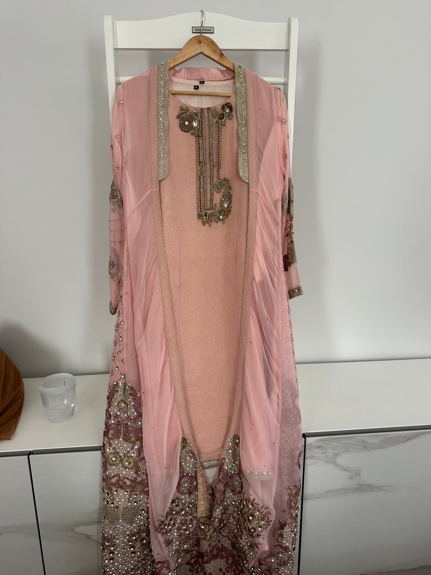 Preloved 4 piece peach trouser suit