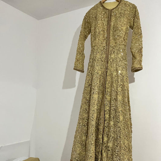 Gold long dress with skirt