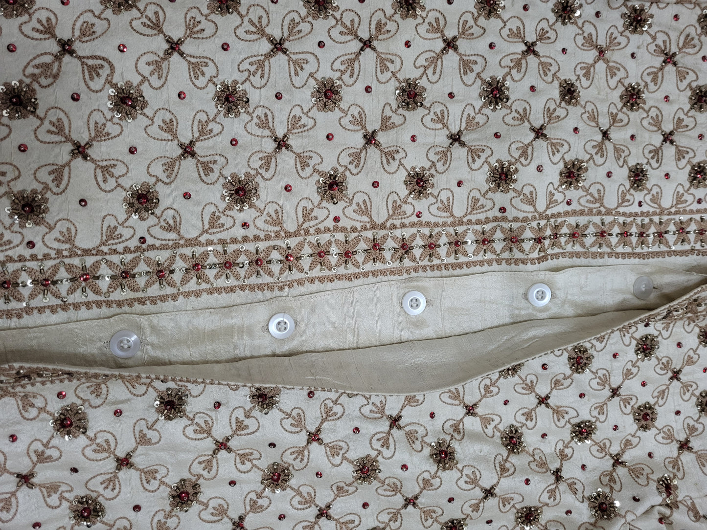Mens Off White/Cream Embellised and Embroidered Sherwani