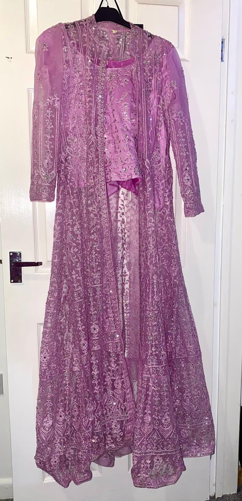 Preloved pink chiffon mirrorwork lehenga