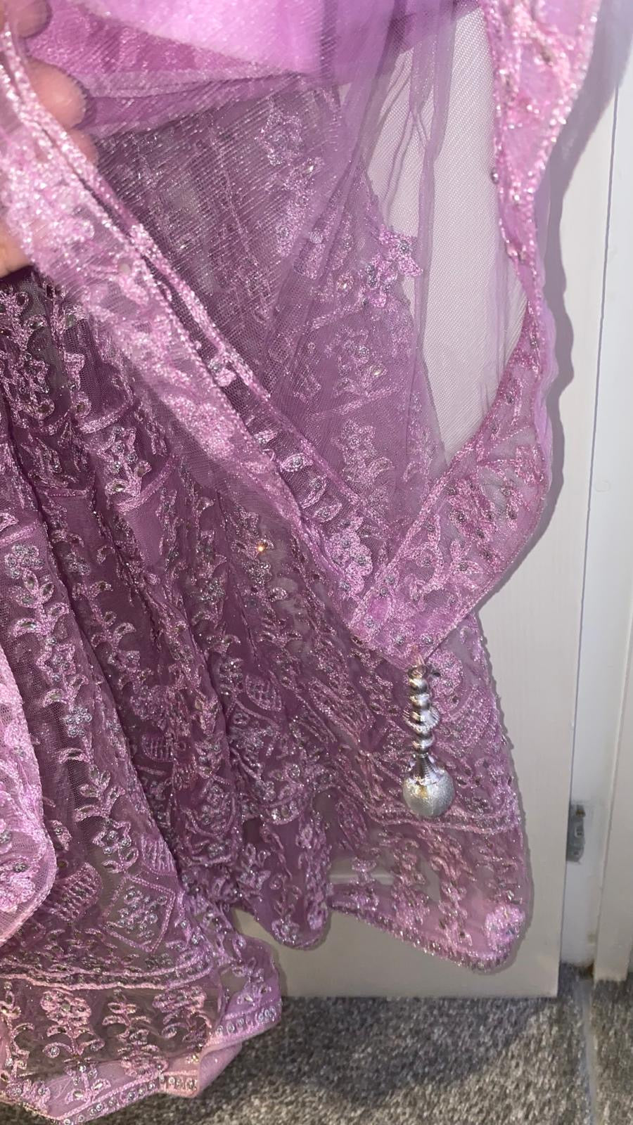 Preloved pink chiffon mirrorwork lehenga