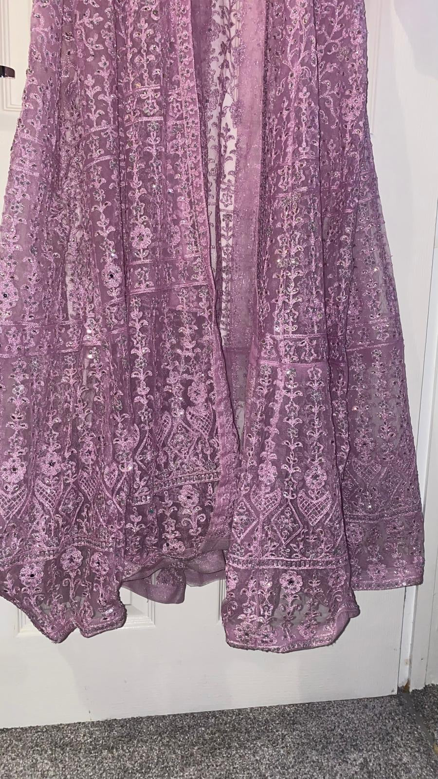 Preloved pink chiffon mirrorwork lehenga