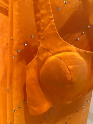 Ranian Orange Satin Silk Sari BRAND NEW