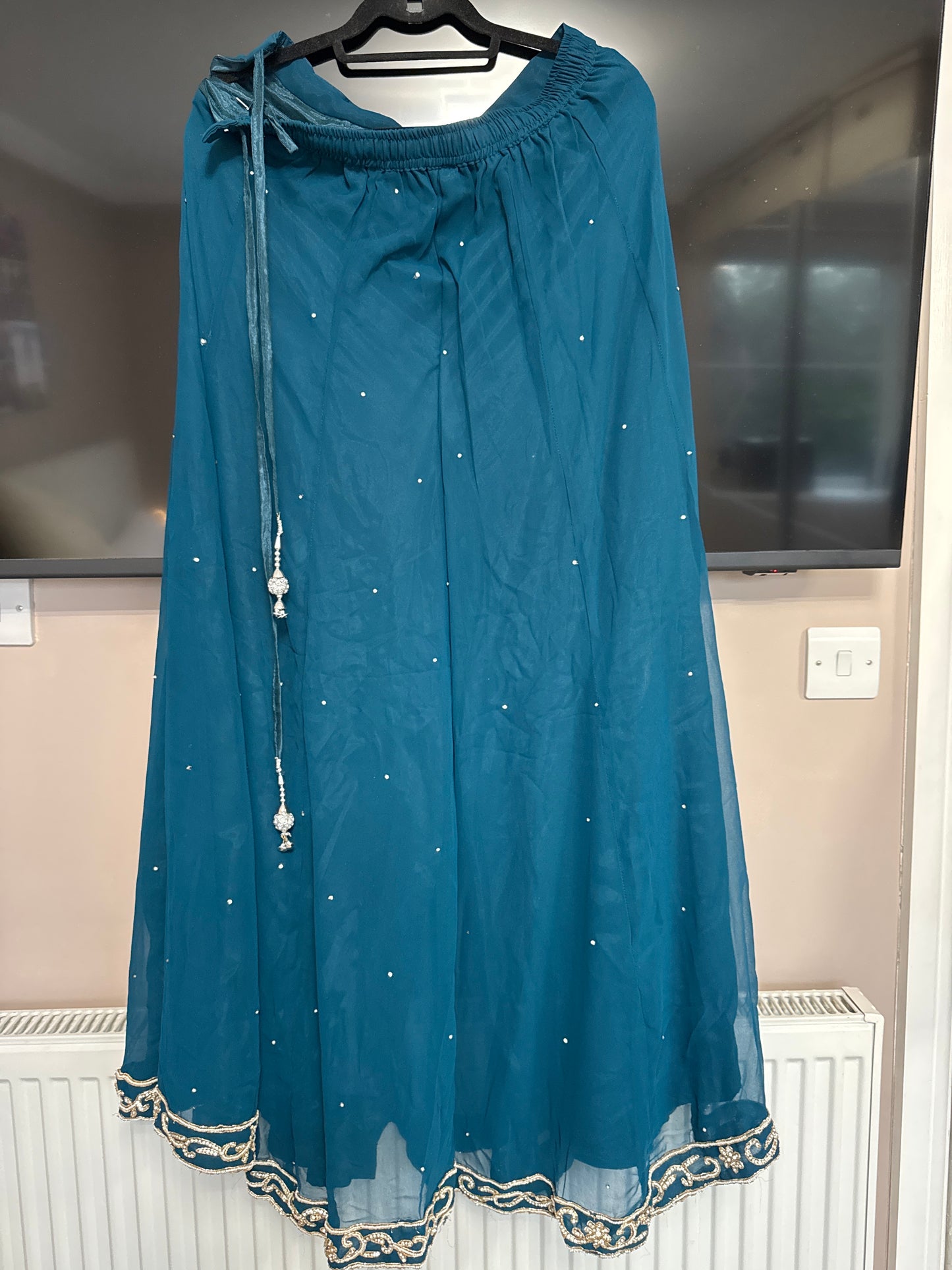 Teal Wide Leg Trouser Suit