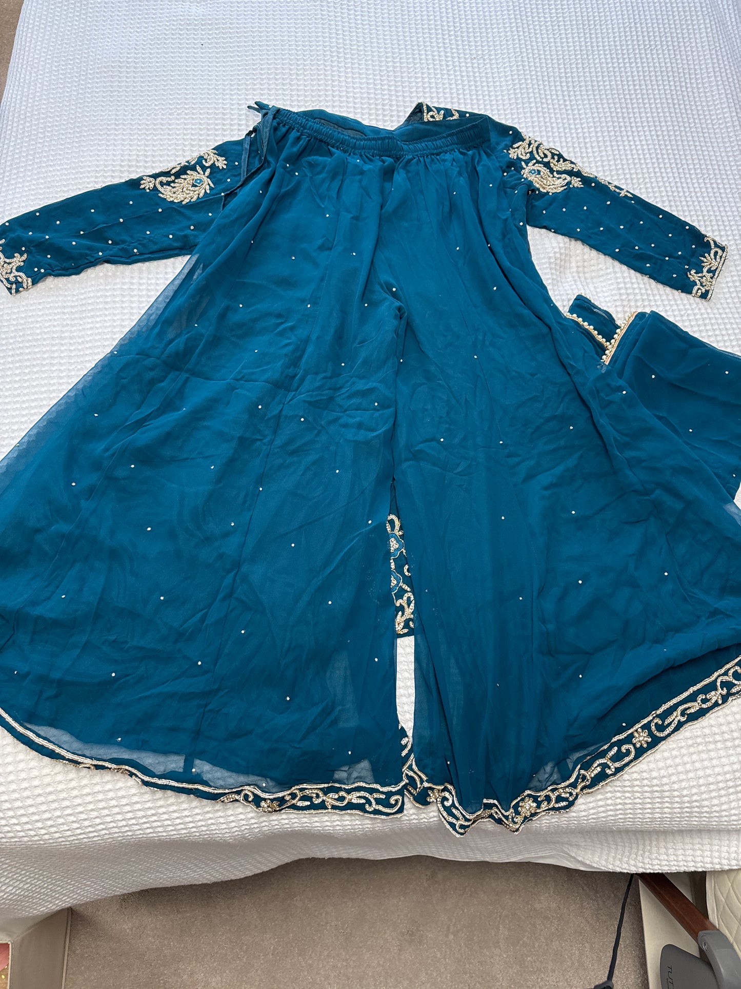 Teal Wide Leg Trouser Suit