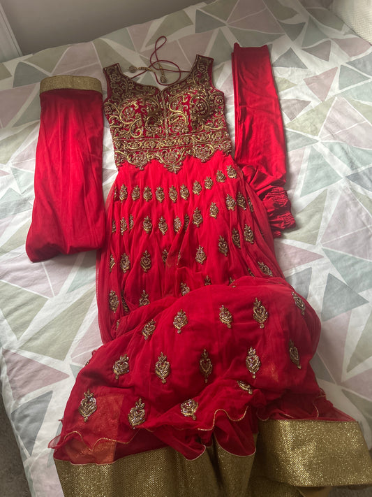 Long dress with churidar and dupatta