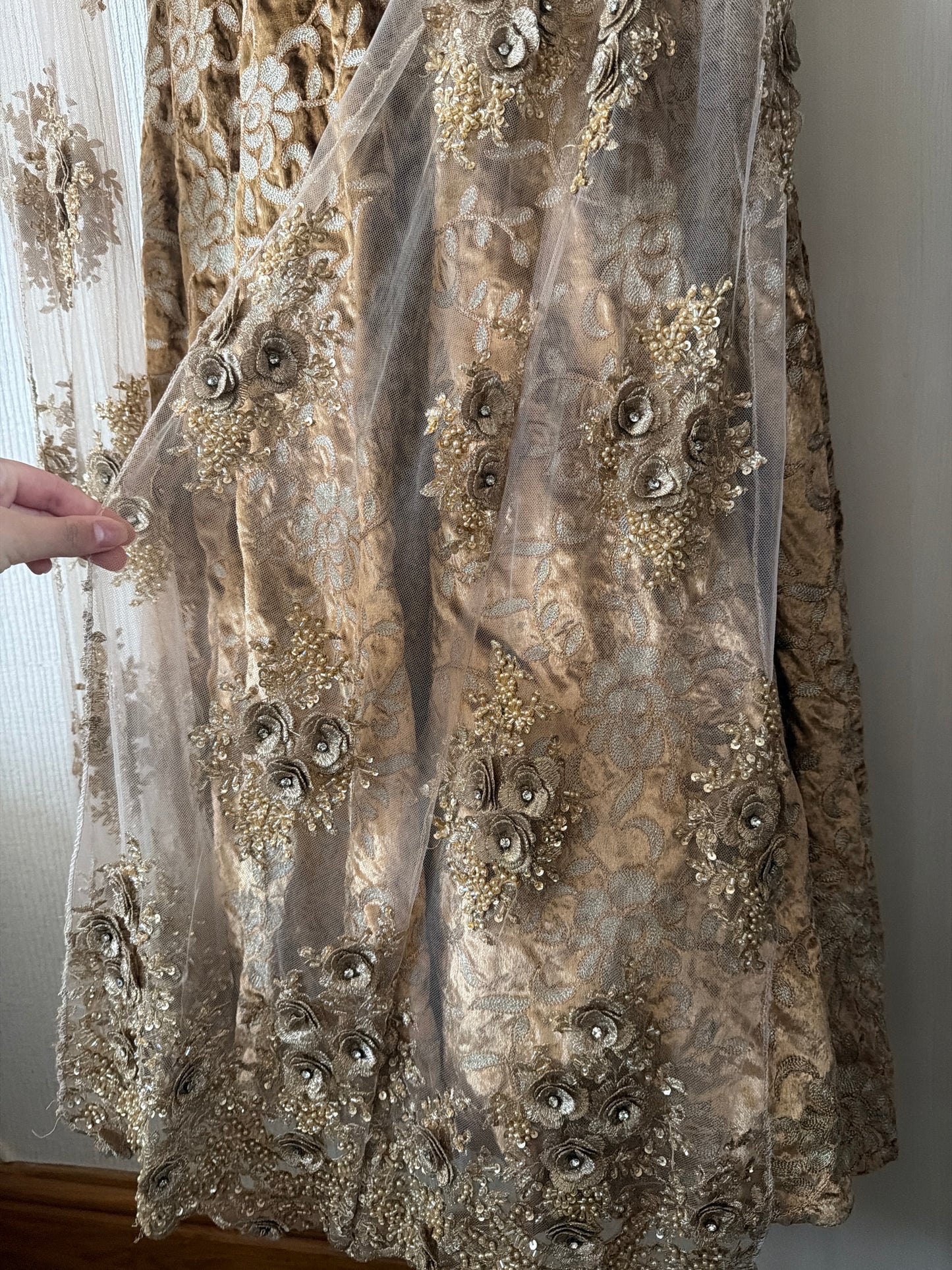 Preloved Gold Embroidered Gown