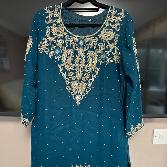 Teal Wide Leg Trouser Suit