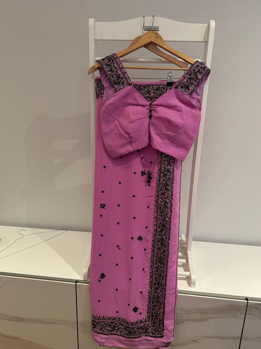 Preloved crepe pink sari
