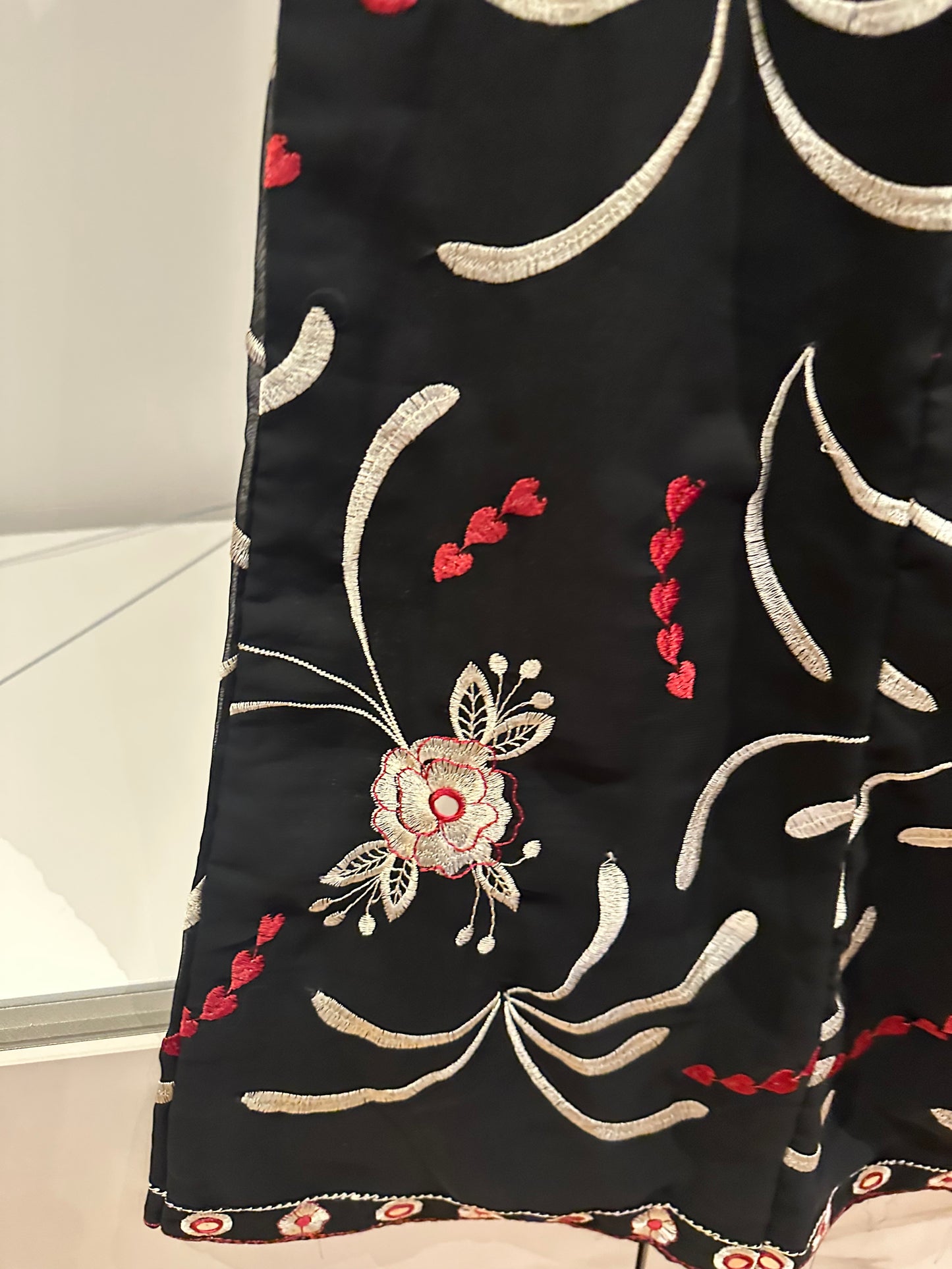 Preloved black cotton and thread embroidery lehenga