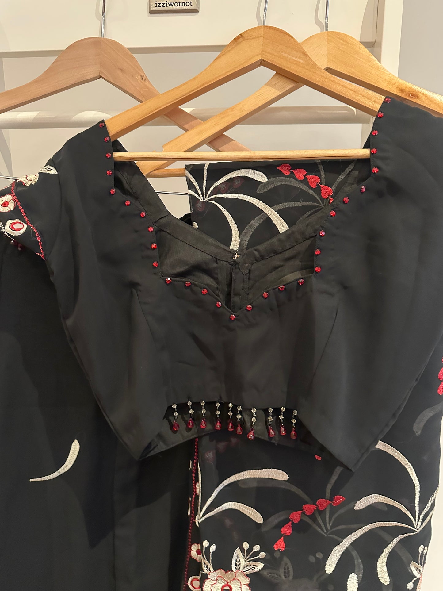 Preloved black cotton and thread embroidery lehenga
