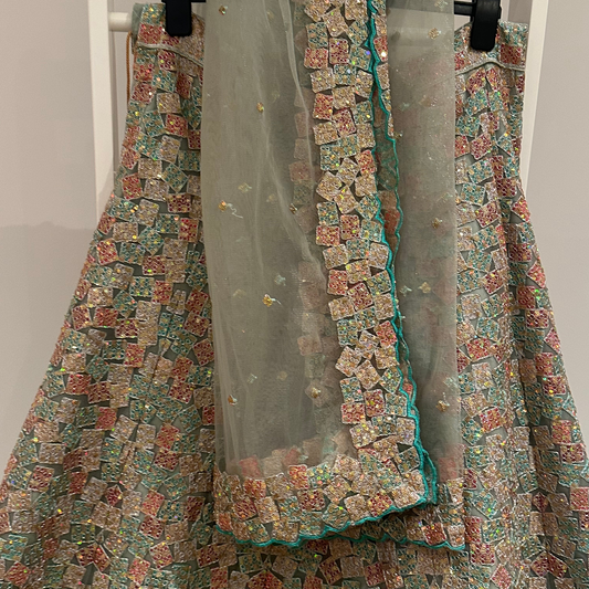 Preloved Indian Mint green lehenga with two blouses worn once