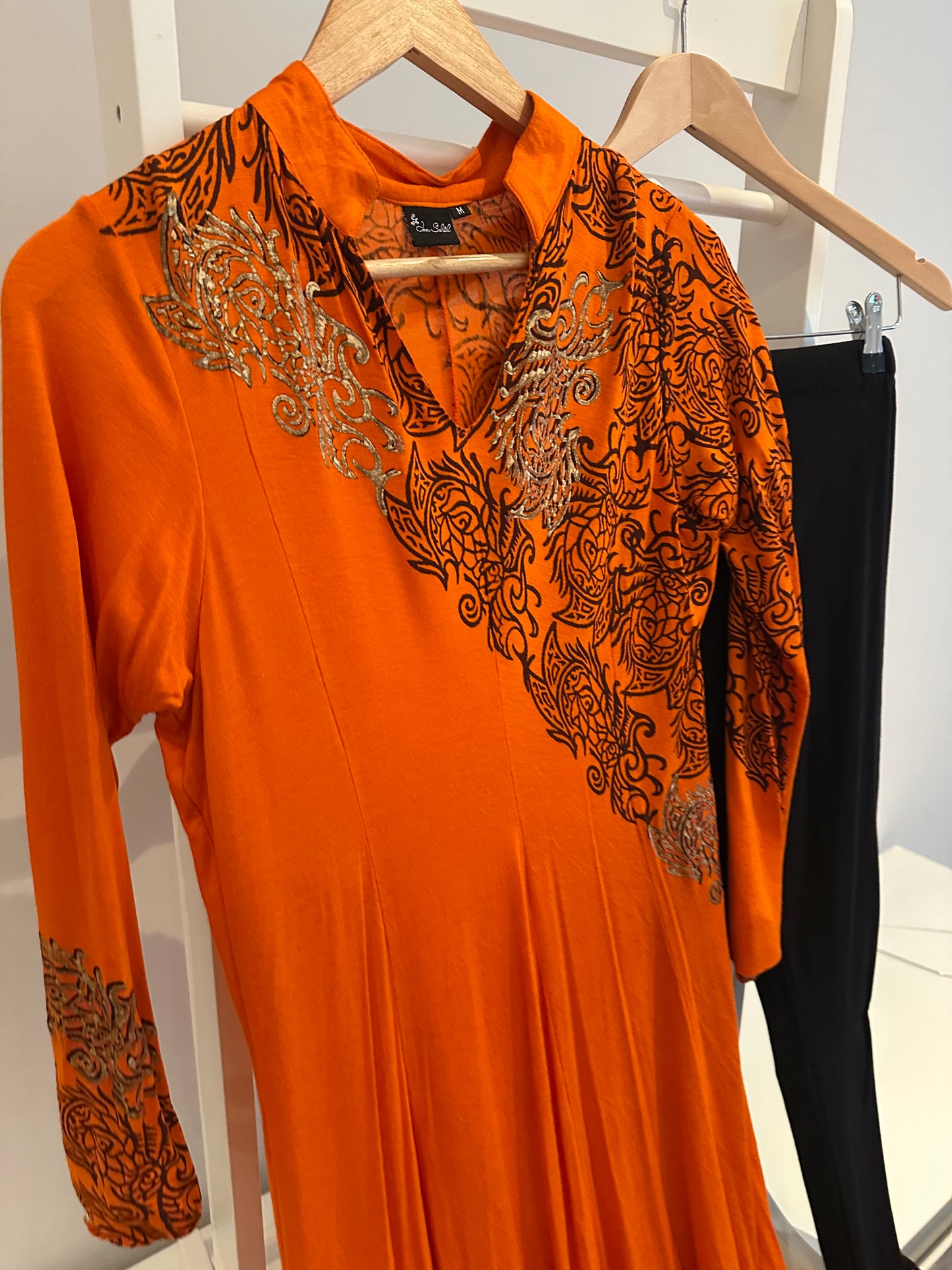 Preloved orange high low anarkali set