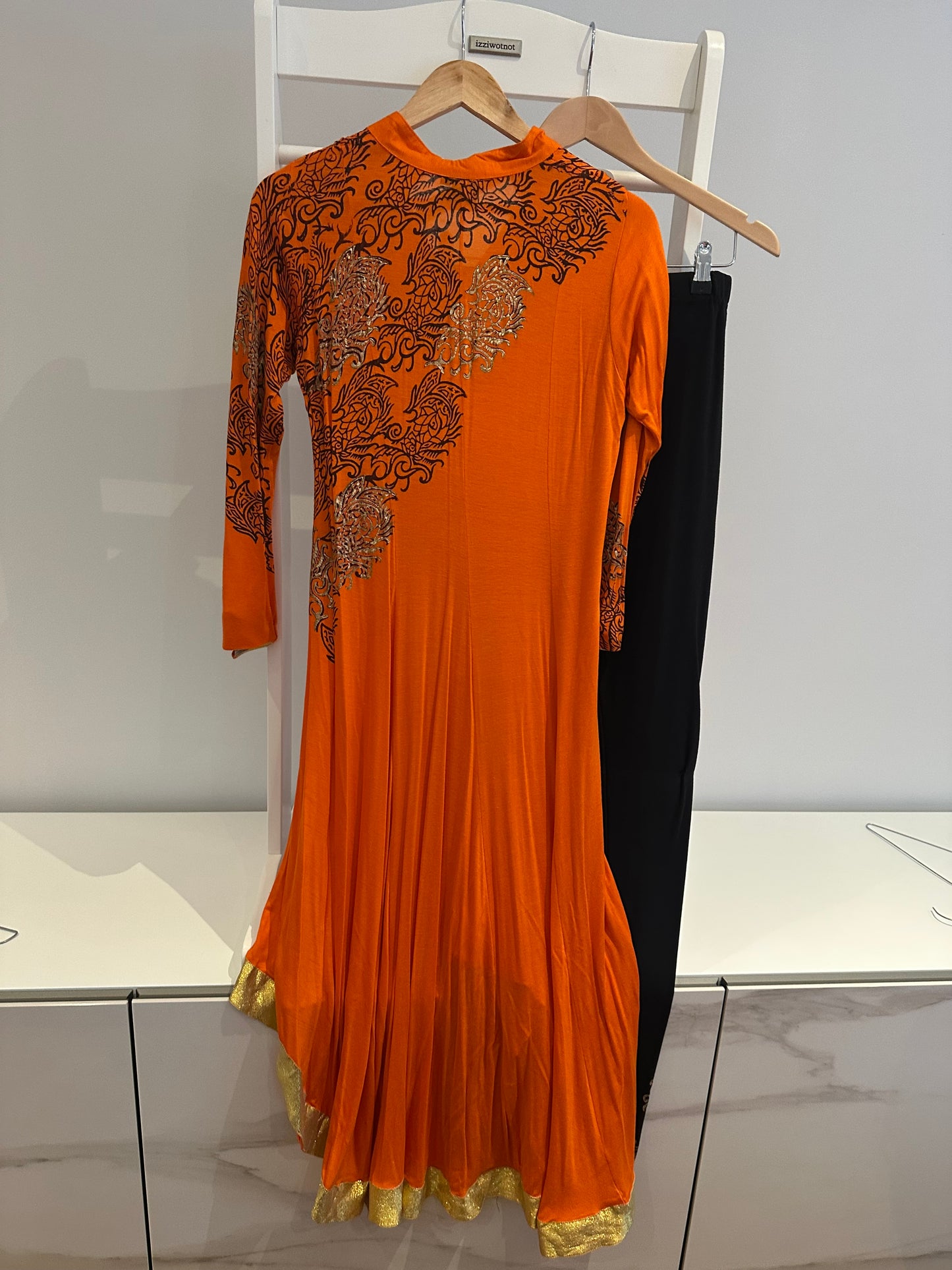 Preloved orange high low anarkali set