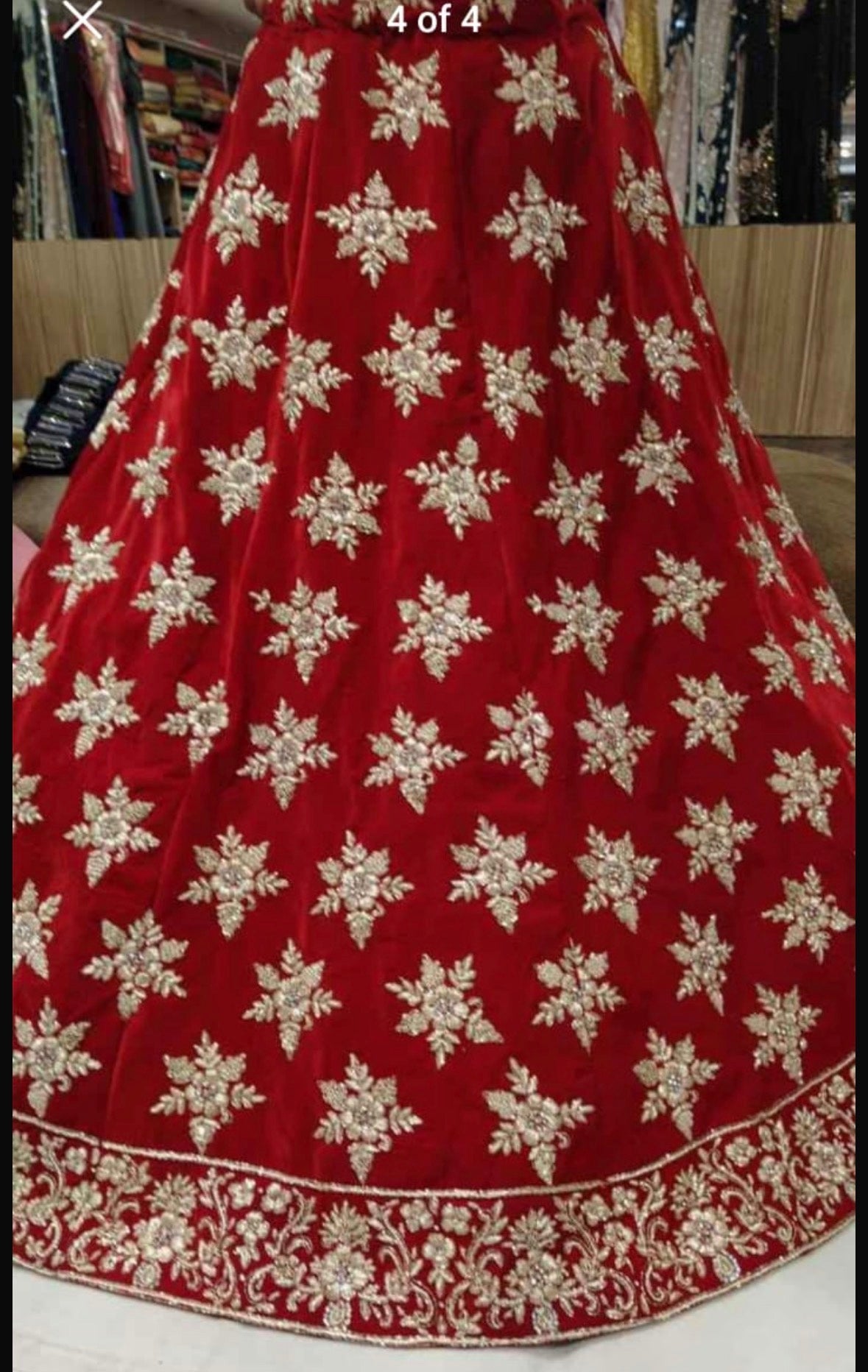 Preloved ruby red velvet wedding lehenga