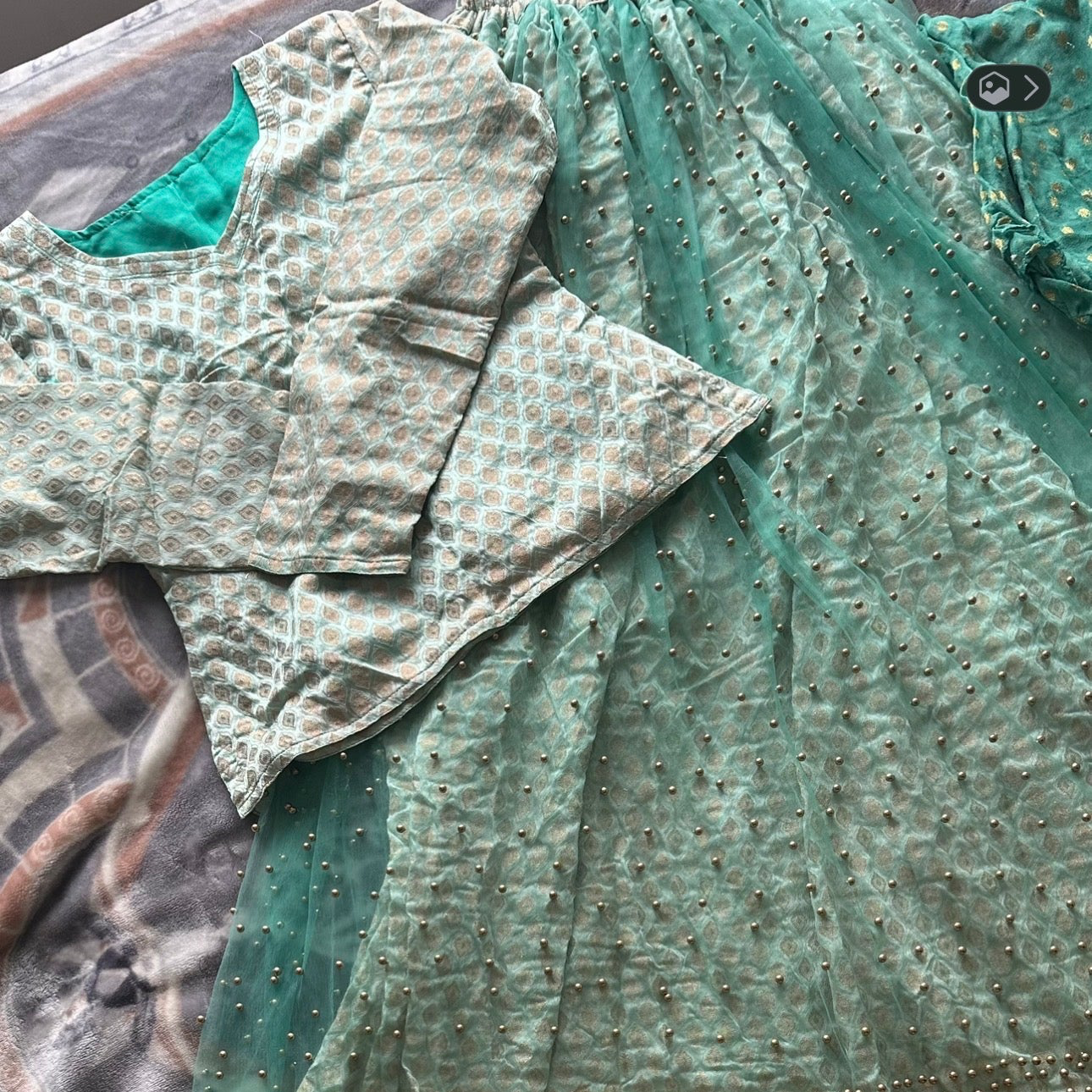 Elegant 3-Piece Mint Green Bridal/Party Wear Lehenga