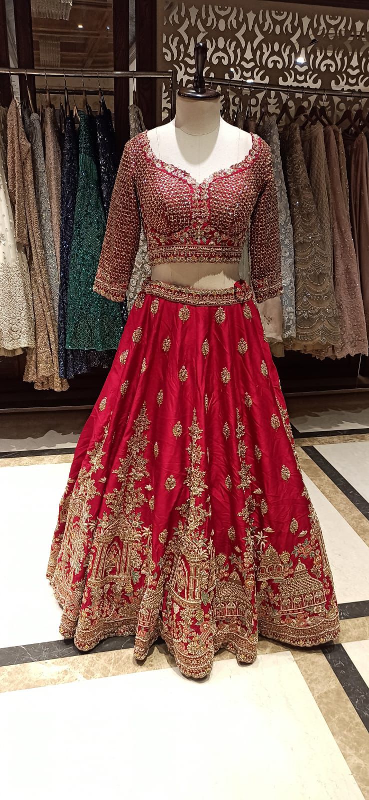 Frontiers Raas Red Bridal Lehenga UK Size S/M