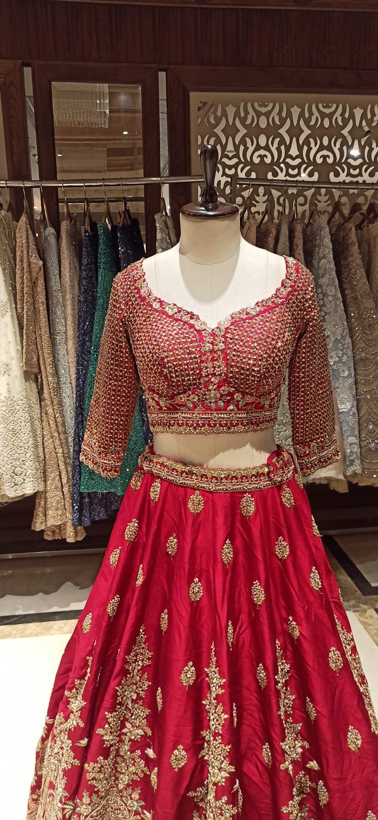 Frontiers Raas Red Bridal Lehenga UK Size S/M