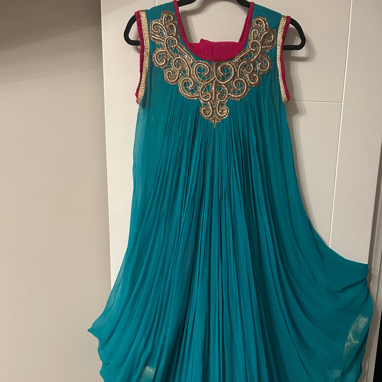 Pink turquoise anarkali