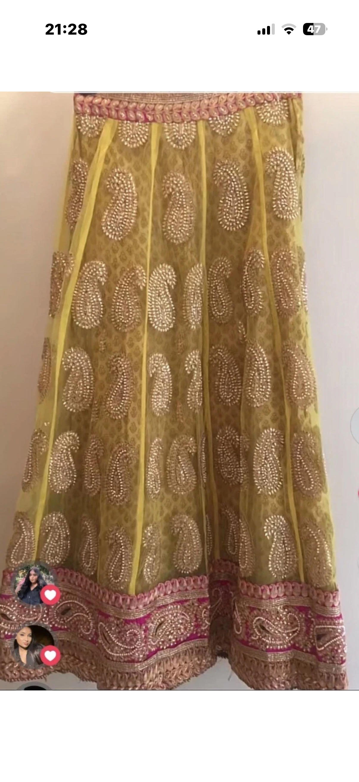 Girls Lengha Green/pink worn