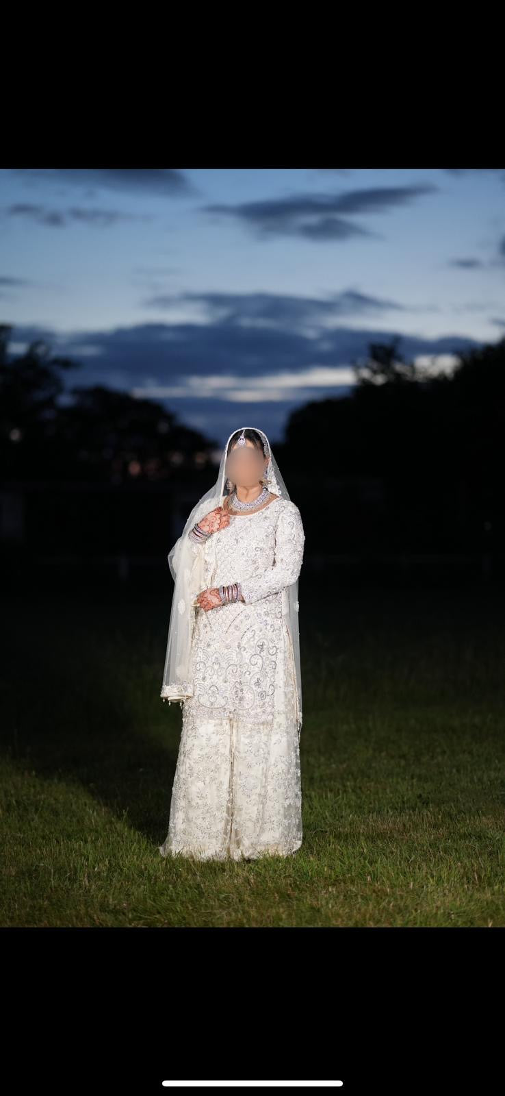 Ivory Hand-Embellished Bridal Sharara Suit – Luxury Designer Wear