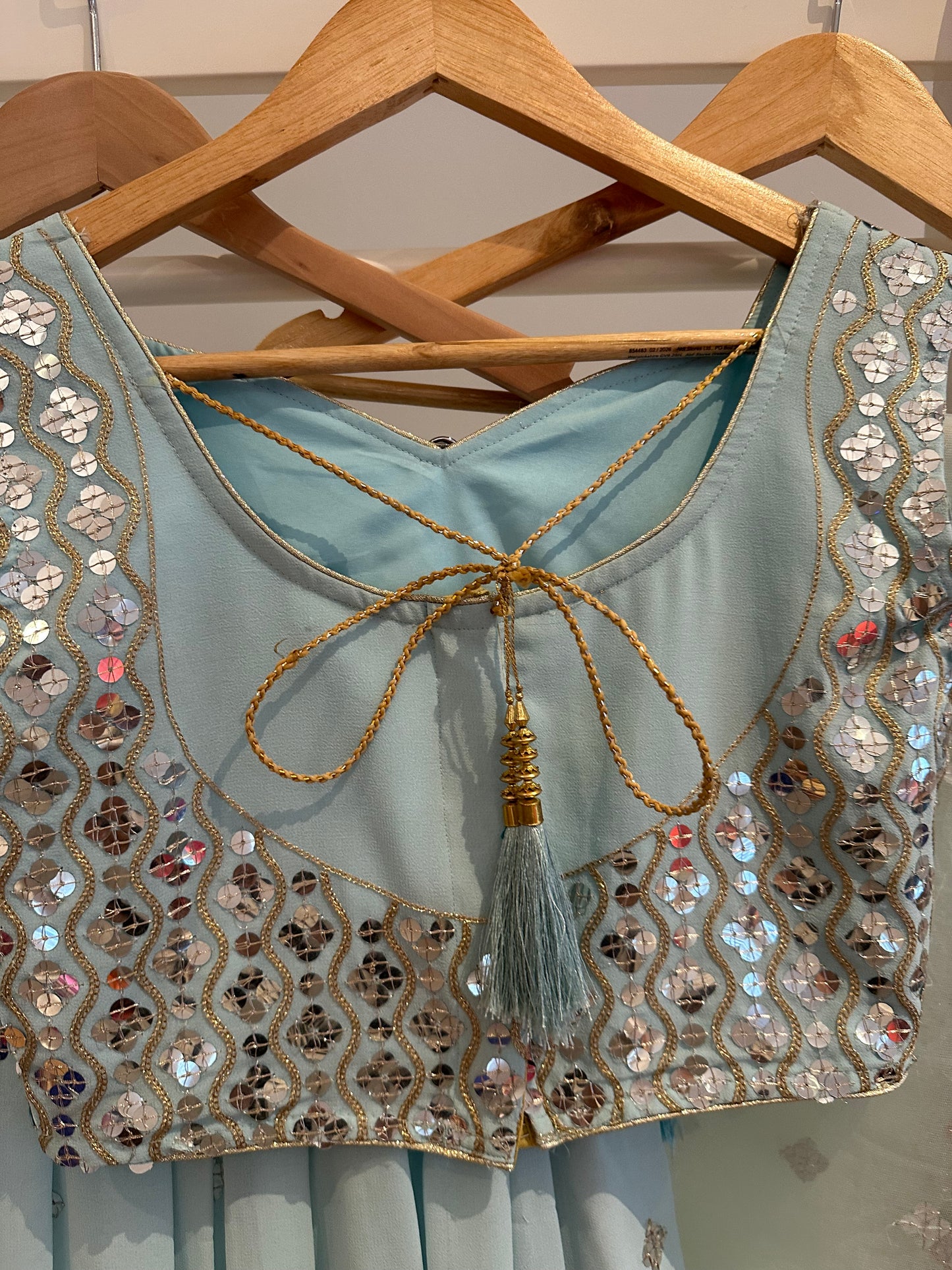 Preloved Baby blue mirror work lehenga