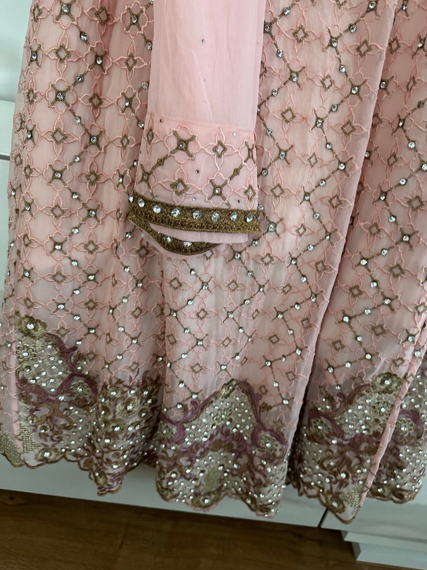 Preloved 4 piece peach trouser suit