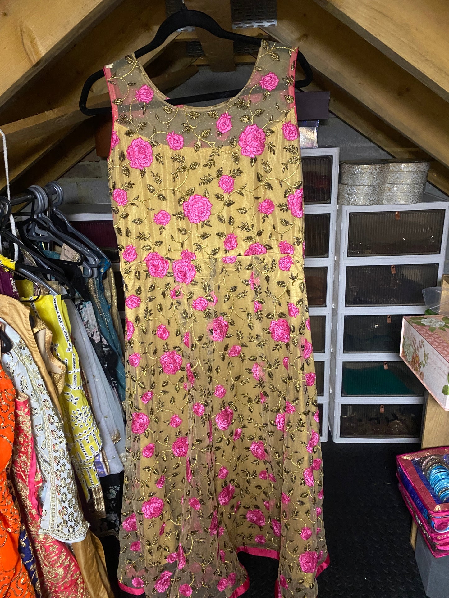Pink & Gold Foral Dress
