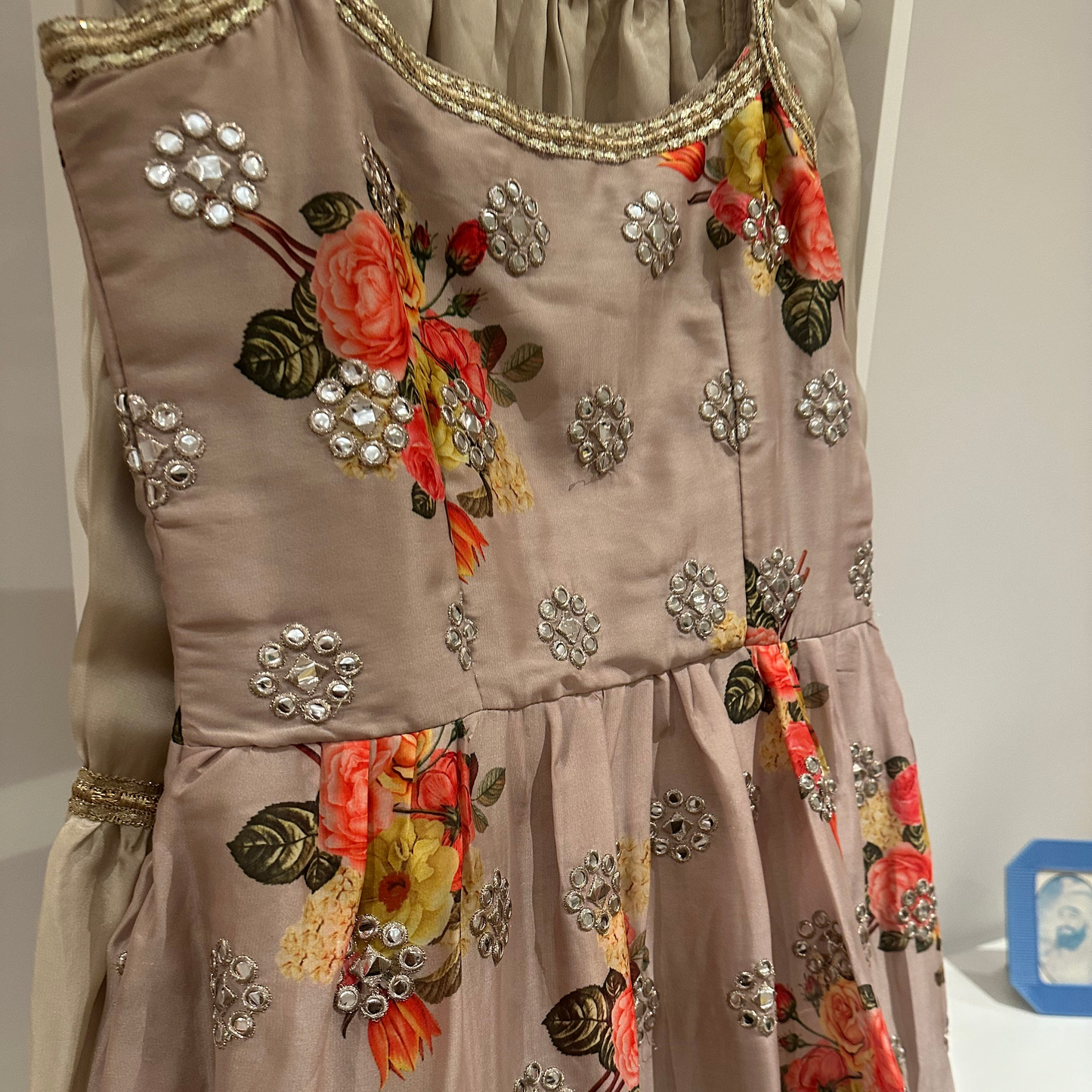 Indian Cappuccino Silk Gharara Suit.