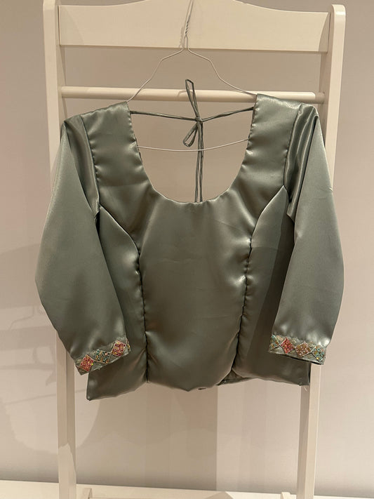 Mint green lehenga with two blouses