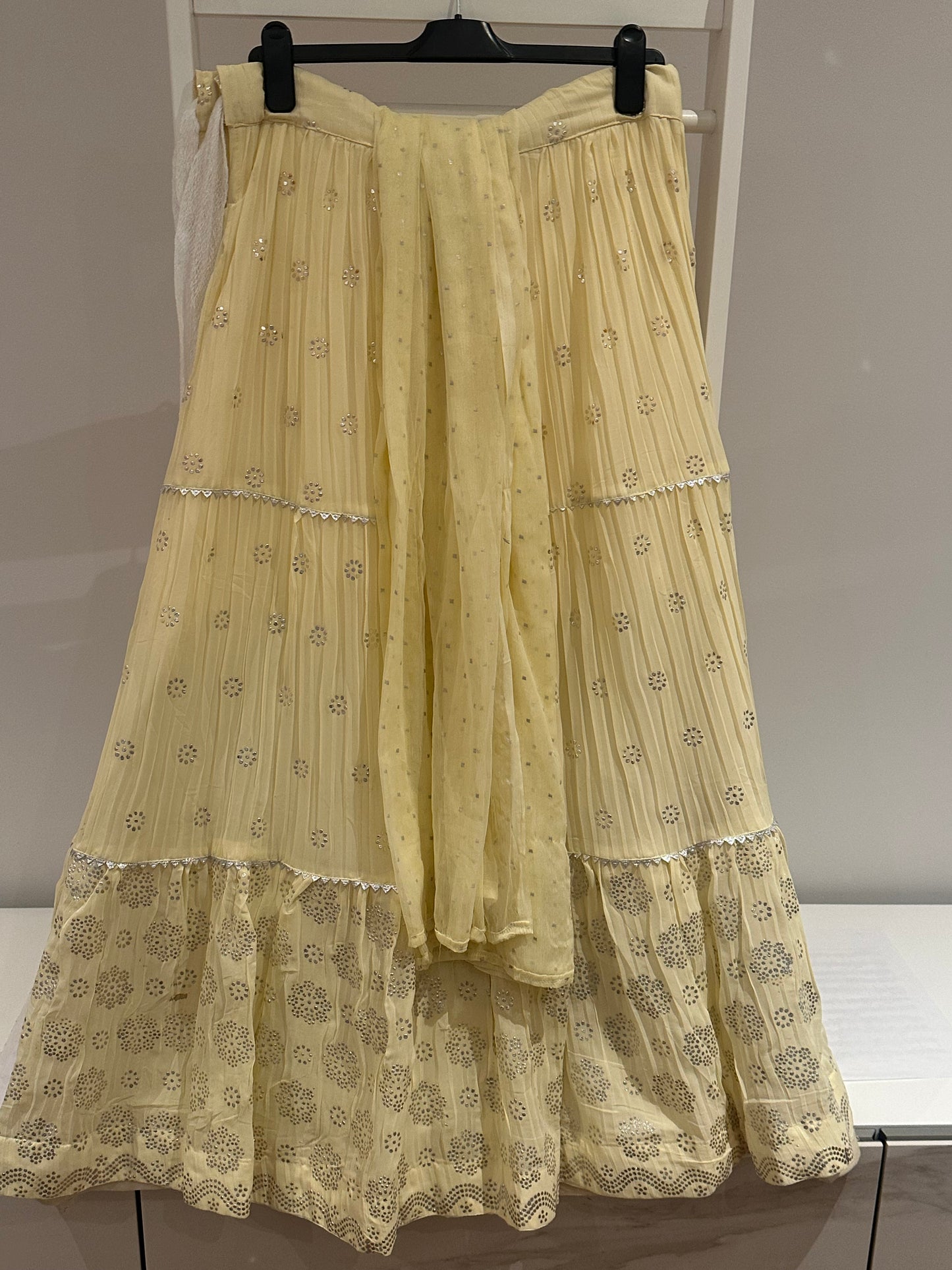 Preloved Indian Baby Yellow Mirrorwork Lehenga