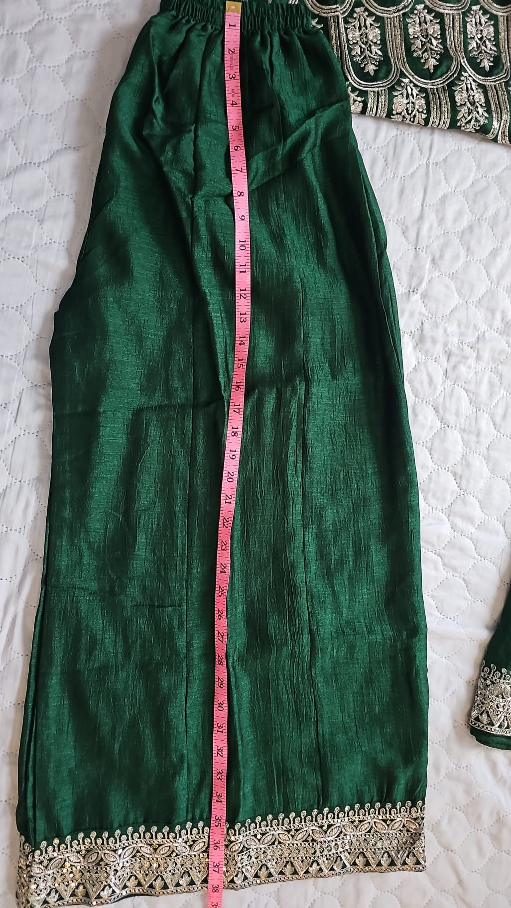 Green Vichitra Silk Palazzo Suit - BRAND NEW Size 42