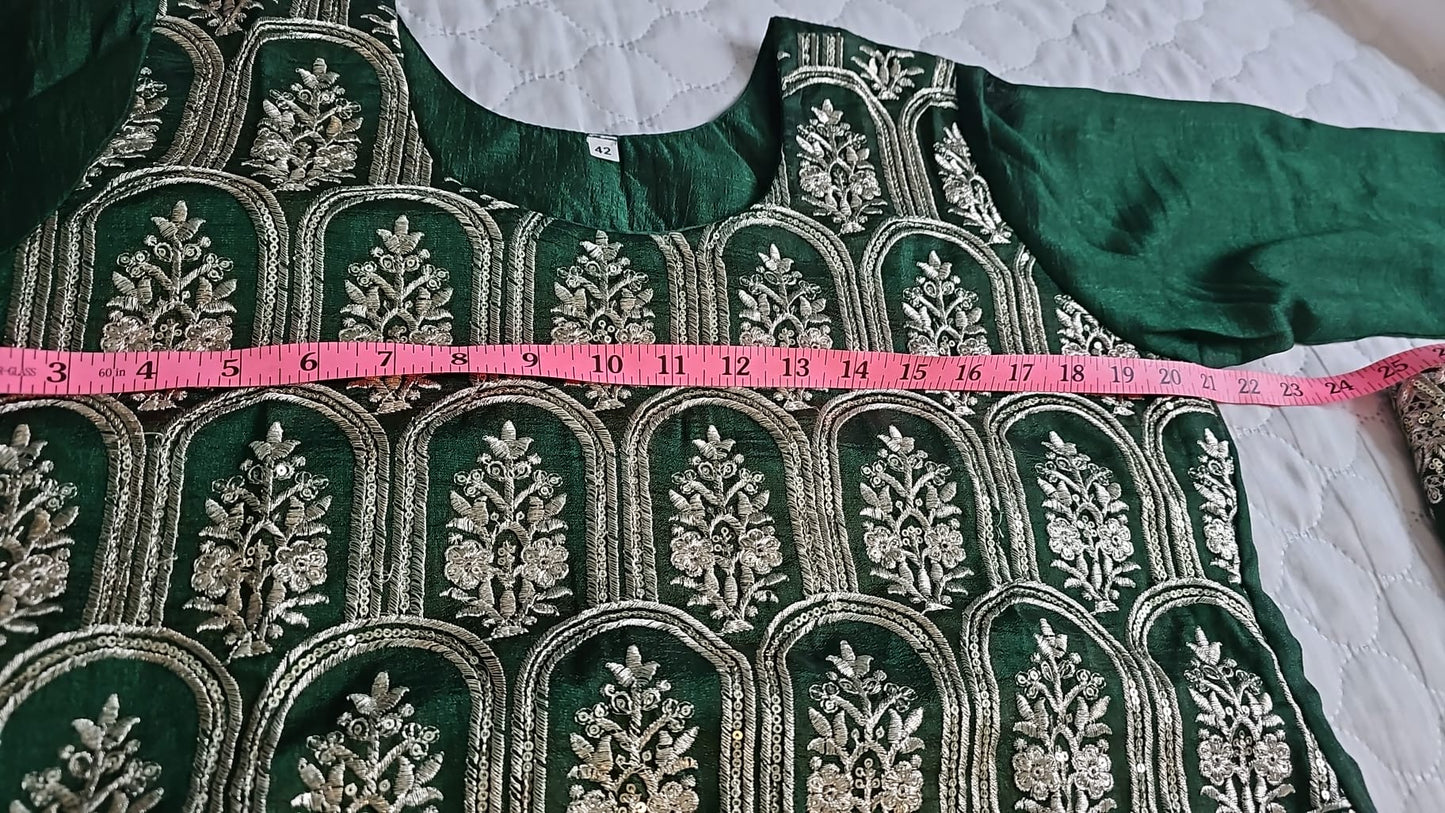 Green Vichitra Silk Palazzo Suit - BRAND NEW Size 42
