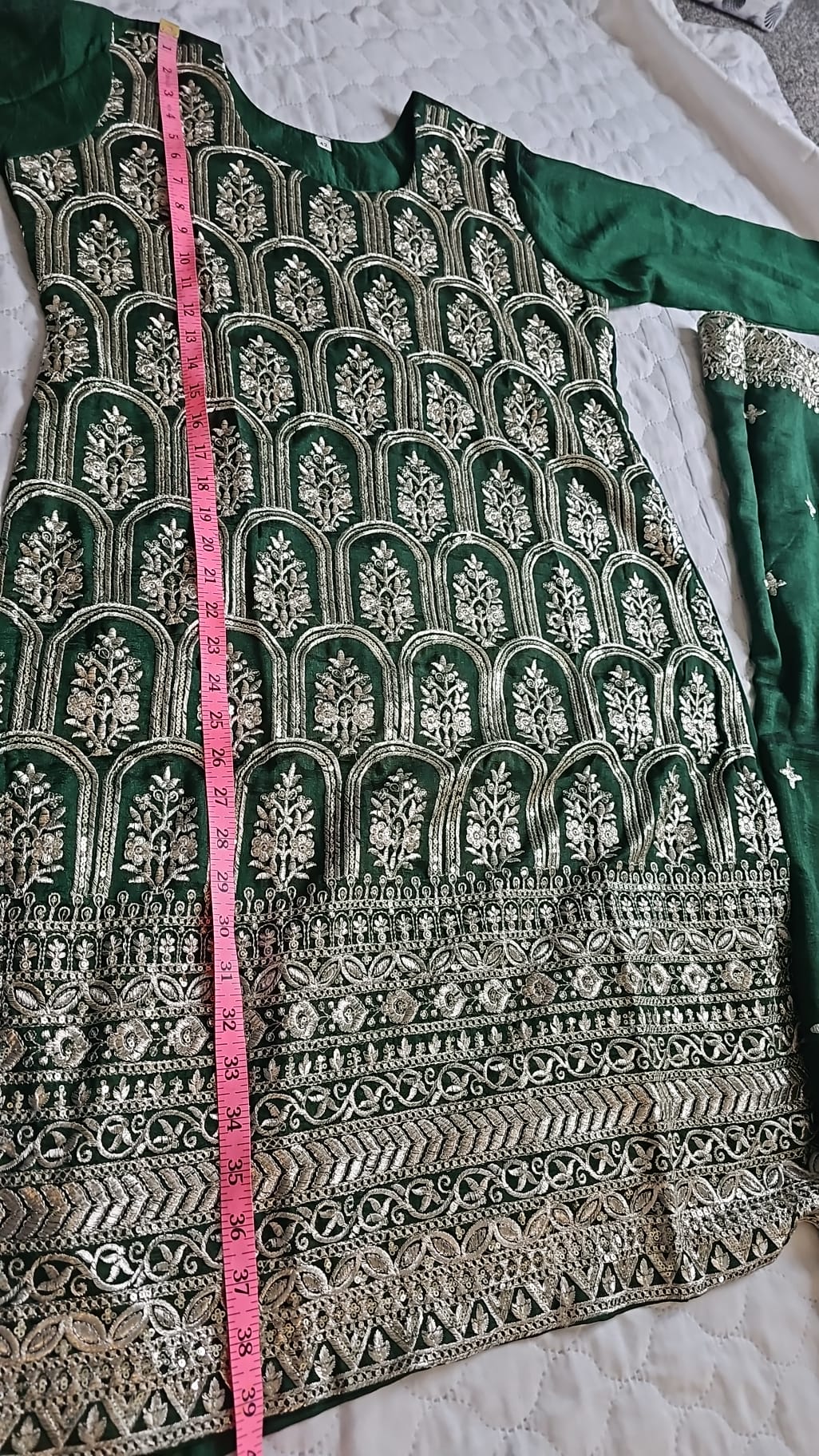 Green Vichitra Silk Palazzo Suit - BRAND NEW Size 42