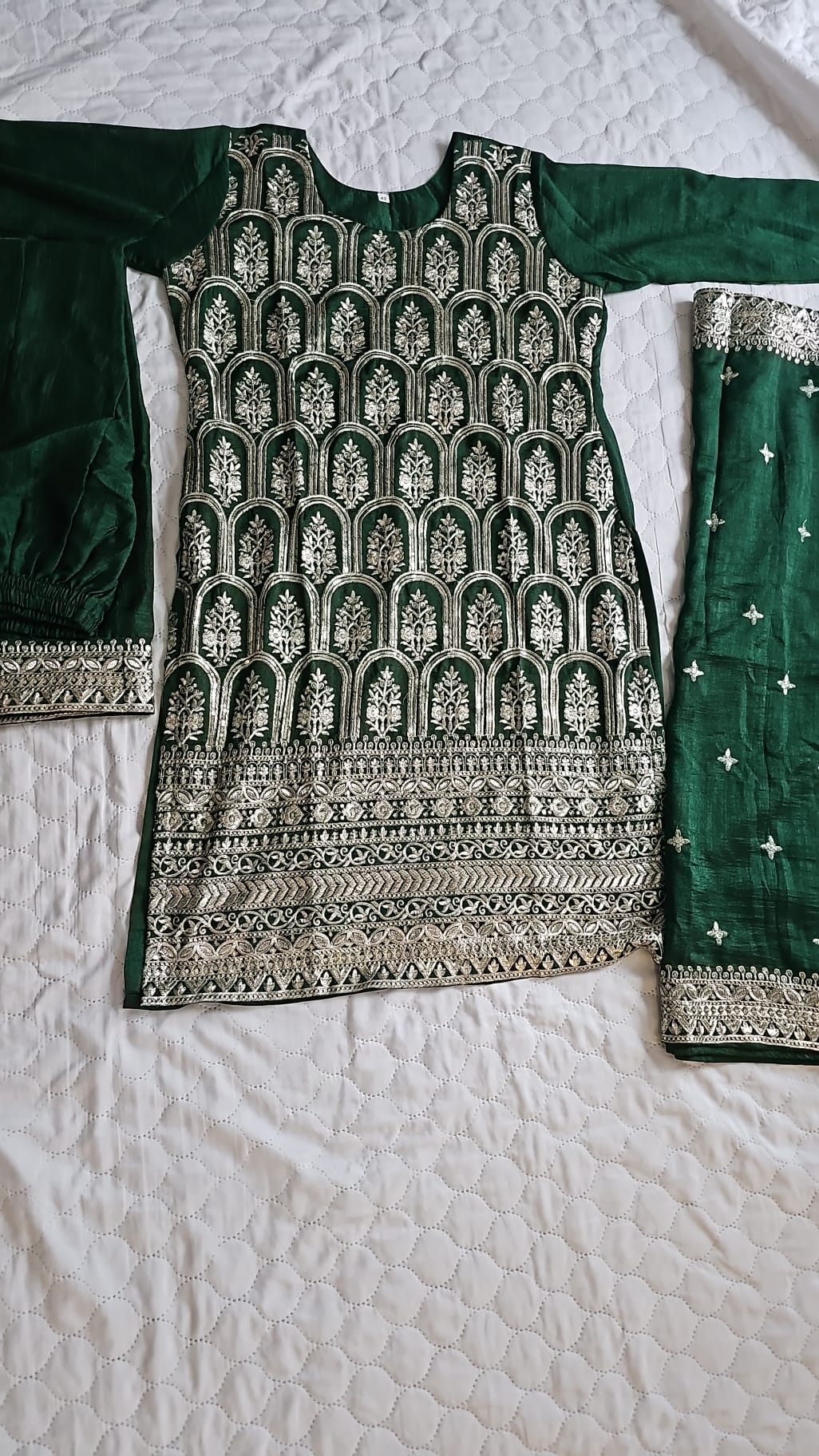 Green Vichitra Silk Palazzo Suit - BRAND NEW Size 42